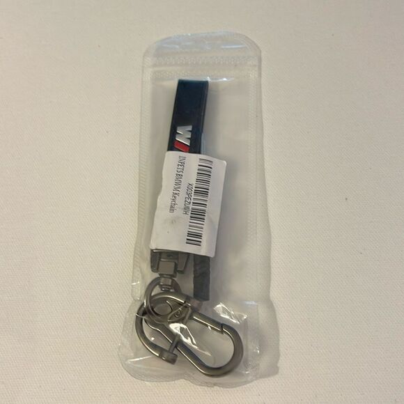 BMW Motorsports Key Fob Keychain in Black Leather with Logo NWT - Picture 4 of 4